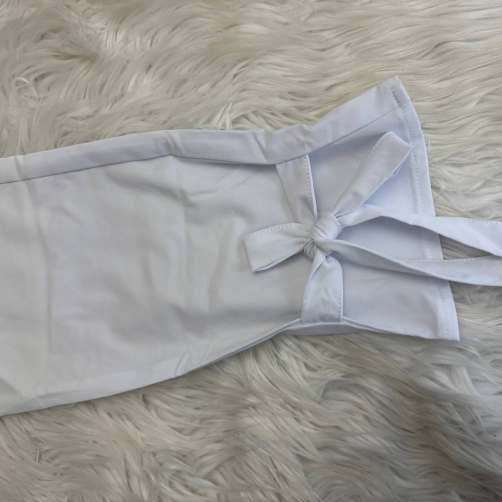 High-Waist White Tie-Waist Ankle Pants - Picture 5 of 7